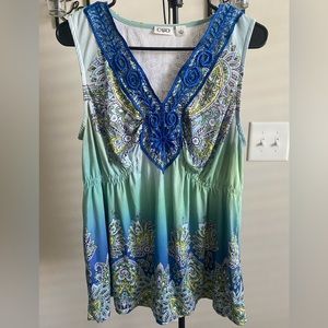 CATO Sleeveless Embroidered Blouse